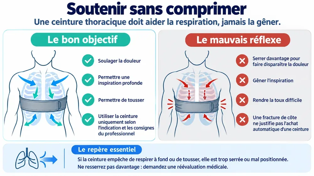 Soutenir sans comprimer : une ceinture thoracique doit aider la respiration, jamais la gêner.